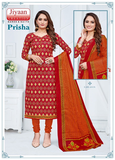 Jiyaan Prisha Vol-1 Cotton Designer Printed Patiyala Dress Material